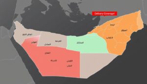 خريطة مناطق التوصيل داخل دبي والإمارات خريطة مناطق التوصيل داخل دبي والإمارات